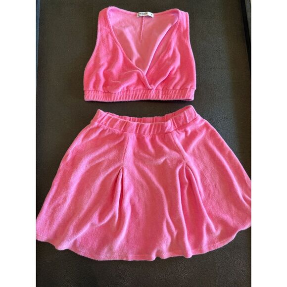 Stateside Other - Stateside Anthropology Barbie Pink Terrycloth Two-Piece Swim Coverup Set sz S/M